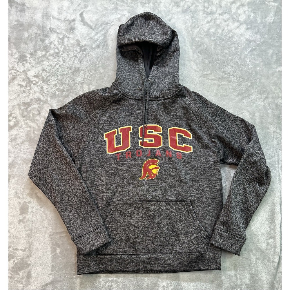 USC TROJANS Grey/Black Hoodie Mens Small Sweatshirt FIGHT ON! Colosseum College